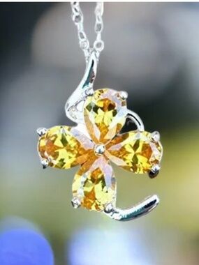 Handmade Citrine Pendant Necklace – November Birthstone – Sterling Silver Chain